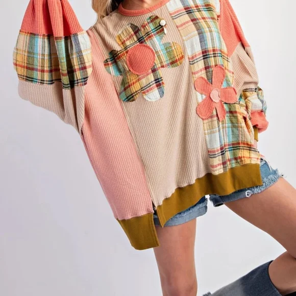 Colorful Patchwork Women's Sweater NIB - Picture 2 of 8